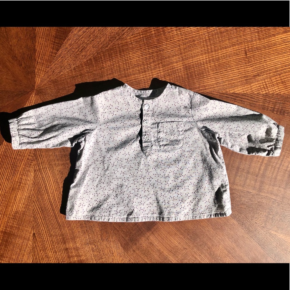 Bonpoint Gray with Purple Stars Tunic, 0-3 M